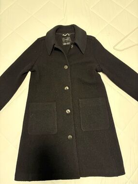 J. Crew Black Long Wool Button Coat